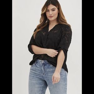 Torrid Floral Black Pullover Blouse
